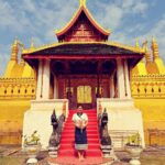 Nuntita Khampiranon Instagram - ขอเป็นสาวลาว เวียงจันทร์ หนึ่งวันนะคะ #สักการะวัดพระธาตุหลวง #เวียงจันทร์ วัดพระธาตุหลวง เวียงจันทน์