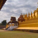 Nuntita Khampiranon Instagram - ขอเป็นสาวลาว เวียงจันทร์ หนึ่งวันนะคะ #สักการะวัดพระธาตุหลวง #เวียงจันทร์ วัดพระธาตุหลวง เวียงจันทน์
