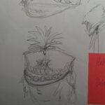 Ola Salo Instagram - One of the things we early on knew we had to figure out for the tour, was a really cool hat for Jepson in the finale. Jepson loves hats and I wanted to come up with something really regal for him. After a bunch of sketches a golden hussar hat took form, a so called “Shako”. Johan Norberg understood exactly what we wanted and created this fantastic item. First picture is my final sketch. Swipe for final result and earlier sketches!