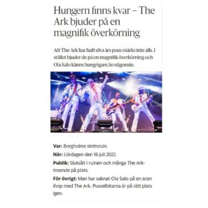 Ola Salo Instagram - Nice review in Barometern today! Yesterday was really something… Today we’re doing show number 2 i Borgholm castle. There are still some tickets left to this extra show. Link in Bio, Don’t miss this!