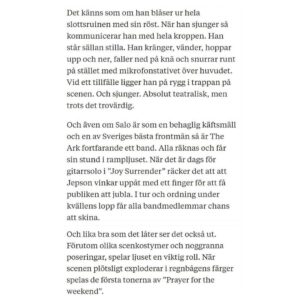 Ola Salo Instagram - Nice review in Barometern today! Yesterday was really something… Today we’re doing show number 2 i Borgholm castle. There are still some tickets left to this extra show. Link in Bio, Don’t miss this!