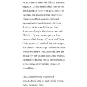 Ola Salo Instagram - Great review from the Gothenburg show by blogger/Post Punk legend Kai Martin!