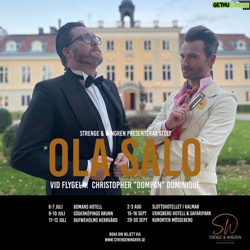Ola Salo Instagram - Önskar er alla en GLAD PÅSK med nyheten att Dompans och min turné utökas med ytterligare 2 orter och landar återigen på fina Eriksberg Hotell & Safaripark (15-16 september) och Kurorten Mösseberg (29-30 september)! Biljetter i Bion!