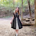 Olive Elise Abercrombie Instagram - Wedding attire from a few weeks back 🖤🤍 Amazing vintage dress from @trunkofdresses 🚲
