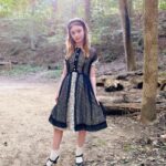Olive Elise Abercrombie Instagram - Wedding attire from a few weeks back 🖤🤍 Amazing vintage dress from @trunkofdresses 🚲