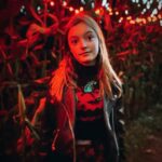 Olive Elise Abercrombie Instagram - Stretchy face pumpkin sweater bringing extra horror to the haunted corn maze this year. 🎃 🔪 Uncle Shucks Corn Maze and Pumpkin Patch
