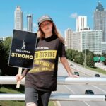 Olive Elise Abercrombie Instagram - ✊ Thanks to all the organizers today (and @kingofpops 😋) for a beautiful solidarity walk. #sagaftrastrong #wgastrong #atl Atlanta, Georgia