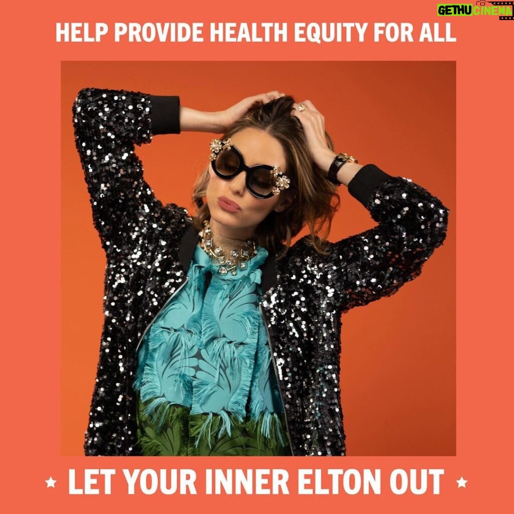 Olivia Palermo Instagram - No matter who you are or who you love, everyone deserves to live free from fear and stigma and with equal access to healthcare 🏳️‍🌈🏥 Together, we can make that world a reality!!! Im proud to support the Elton John AIDS Foundation by sharing my #InnerElton and encourage you to do the same 😎🪩🕺🏼 @ejaf