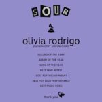 Olivia Rodrigo Instagram - woke up this morning to 7 Grammy nominations. when I was younger, my family lived a few blocks from the staples center, where the Grammys took place every year. I would always walk outside the arena and look at the plaques on the ground with all the winners names in wide eyed wonder. i went to the Grammy museum so many of my free weekends bc I was so fascinated by the history of the show and all of the incredible musicians that made it up. many dreams have come true for me this year but this one is probably the most meaningful. thank you to everyone who has believed in me and supported the songs I write. and thank you to @recordingacademy for the recognition. I’m beyond humbled. truly a day I will never forget. so grateful aghhh❤️💜❤️💜