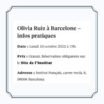 Olivia Ruiz Instagram - #parution À l’occasion de la sortie de la version espagnole de LA COMMODE AUX TIROIRS DE COULEURS (EL COLOR DE TUS RECUERDOS) parue chez Duomo ediciones, Olivia Ruiz sera ce lundi 10 octobre à l’Institut français de Barcelone ! ✨ @oliviaruizofficiel @duomoediciones @ifbarcelona @editionsjclattes #OliviaRuiz #LaCommodeAuxTiroirsDeCouleurs #ElColorDeTusRecuerdo #DuomoEdiciones #livre #book #femmes #espagne #sororité #retirada #exil #secretsdefamille #maternité #histoire #jclattès Barcelona, Spain