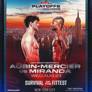 Olivier Aubin-Mercier Instagram - The 2022 PFL Lightweight World Champion in search of his second #PFLWorldChampionship appearance 🏆🏆

While Brazil's own believes it's his time to shine in the PFL SmartCage 

@oliaubin 🆚 @brunorobusto 

[ Wed, August 23rd | #PFLPlayoffs | 🎟️in the bio ]