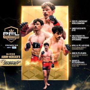 Olivier Aubin-Mercier Instagram - @oliaubin in 2⃣0⃣2⃣3⃣

🇨🇦2022 PFL Lightweight World Champion
👊Undefeated in the PFL(9-0)
2⃣of his 3 Wins came by the way of TKO 

The 𝑪𝒂𝒏𝒂𝒅𝒊𝒂𝒏 𝑮𝒂𝒏𝒈𝒔𝒕𝒆𝒓 seeks a second straight PFL Lightweight World Title on November 24th 🏆🏆

#PFLWorldChampionship