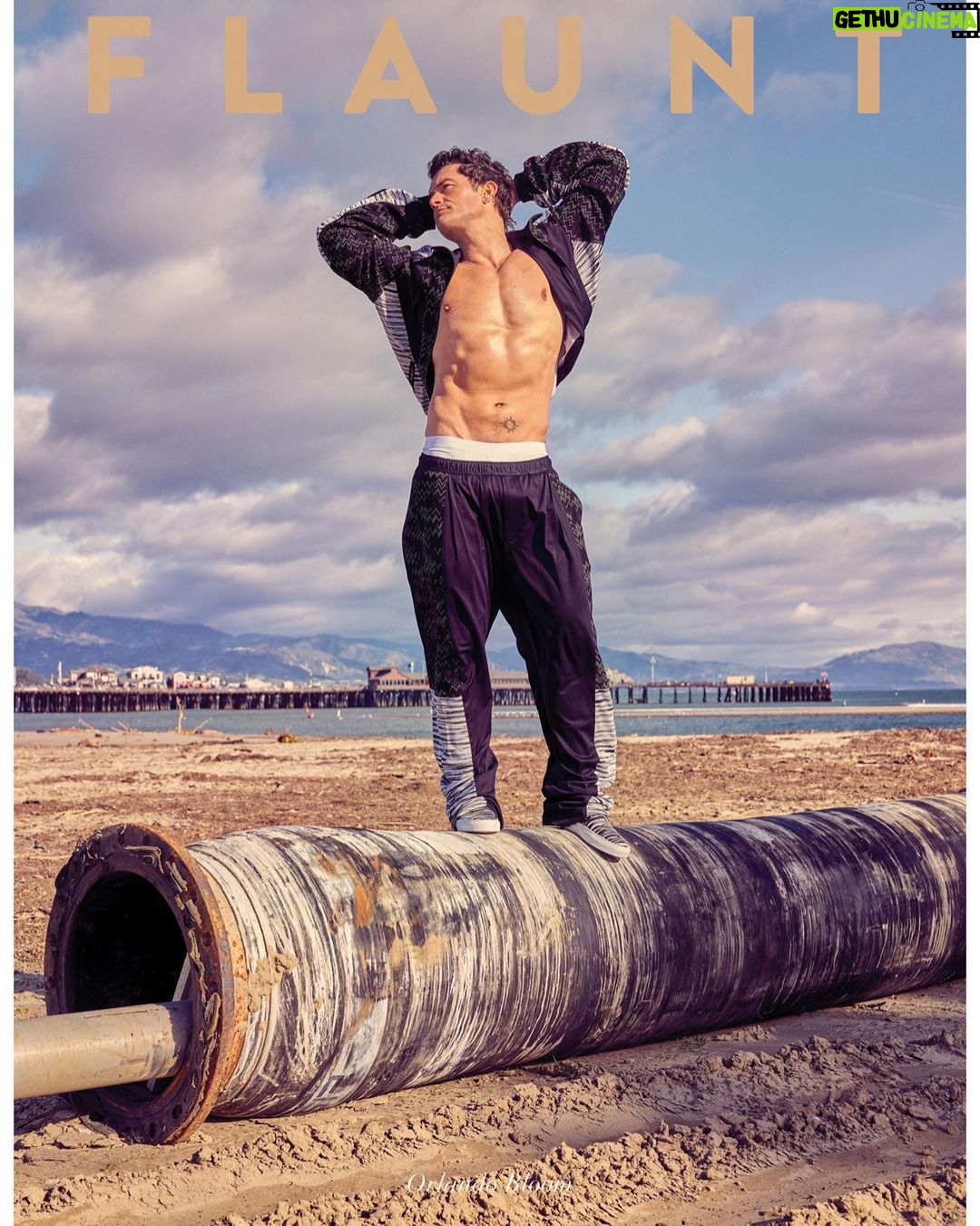 Orlando Bloom Instagram - sewage pipe chic ⁉️thanks to @flauntmagazine and the wonderful team who found this disused sewage pipe to match the @missoni sweats I’m only half wearing. @FlauntMagazine Photographed by @kurtiswarienko Styled by @mrmontyjackson featuring @missoni Groomer: @guidrozlori Producer: @itsgarettquigley Location: Casa del Mar Inn Flaunt Film: @yongwkim #FlauntMagazine #TheCocoonIssue @independentpublicrelations Casa Del Mar
