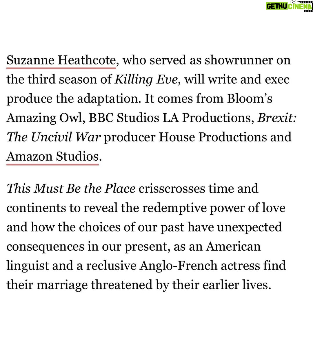Orlando Bloom Instagram - Excited for this one, based on the novel by Maggie O’Farrell ❤️🔥