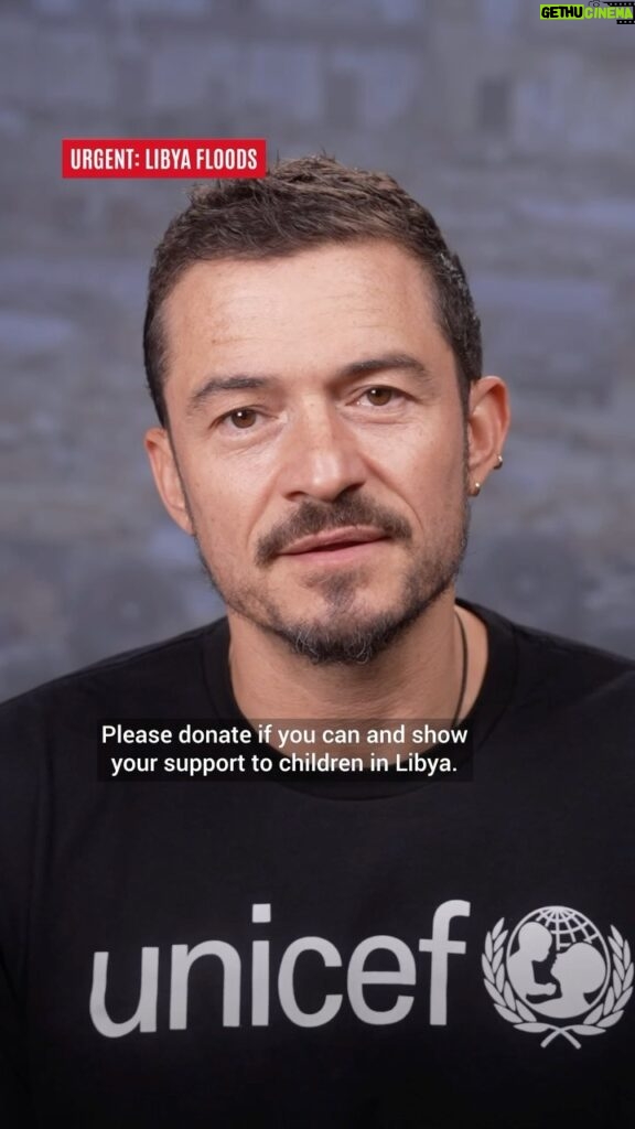 Orlando Bloom Instagram - We have all seen the catastrophic impact #StormDaniel has had in Libya. Deadly floods have displaced thousands, many have lost their loved ones and critical infrastructure - including homes, hospitals, and schools - has been damaged. @unicef is there and mobilizing to provide vulnerable families with life-saving supplies. But the needs are immense. You can help Libya’s children as they begin to recover from this disaster. Tap on the link in bio to donate now.