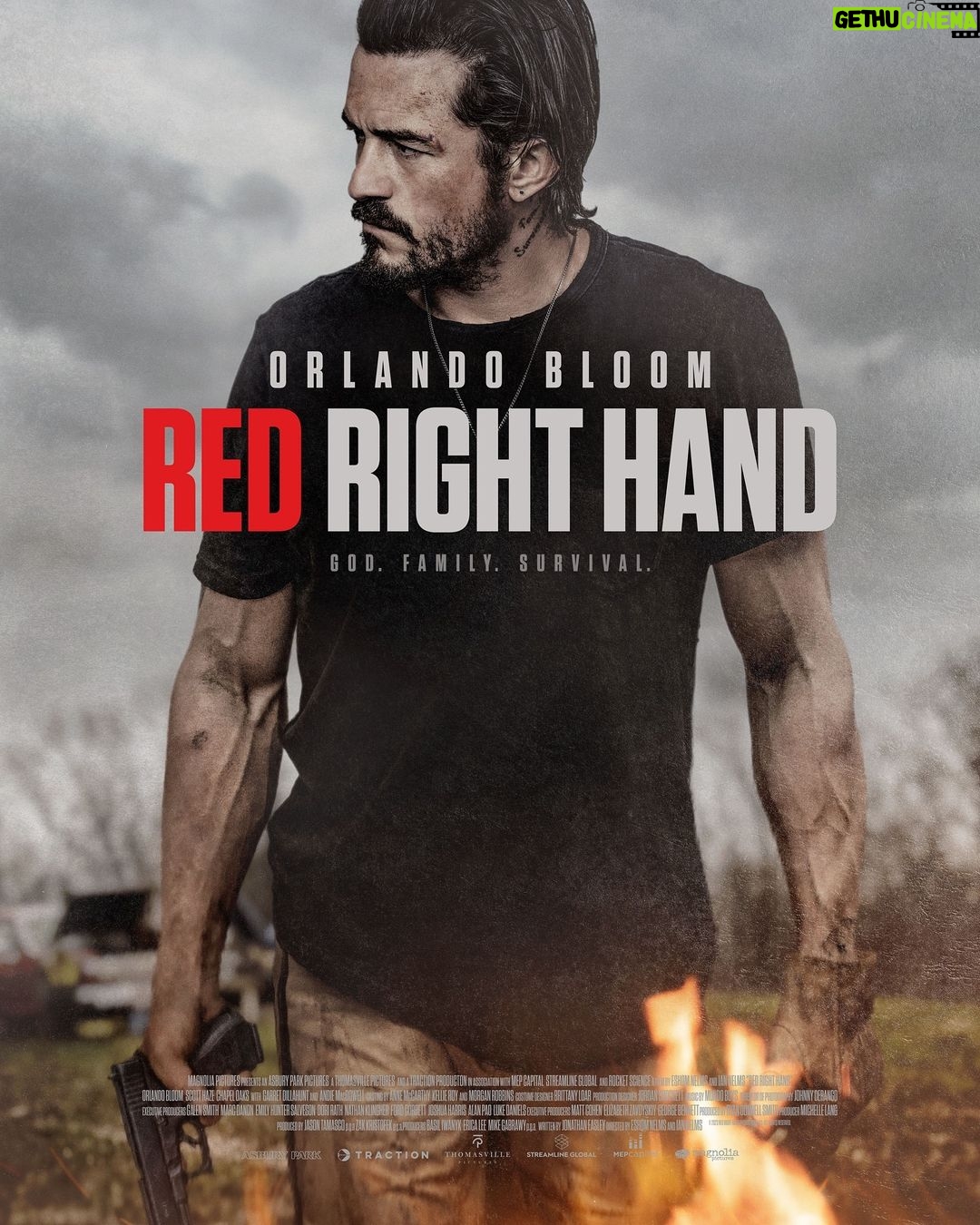 Orlando Bloom Instagram - God, family, survival. Orlando Bloom stars in #RedRightHand, hitting theaters and digital in just two weeks 🚨