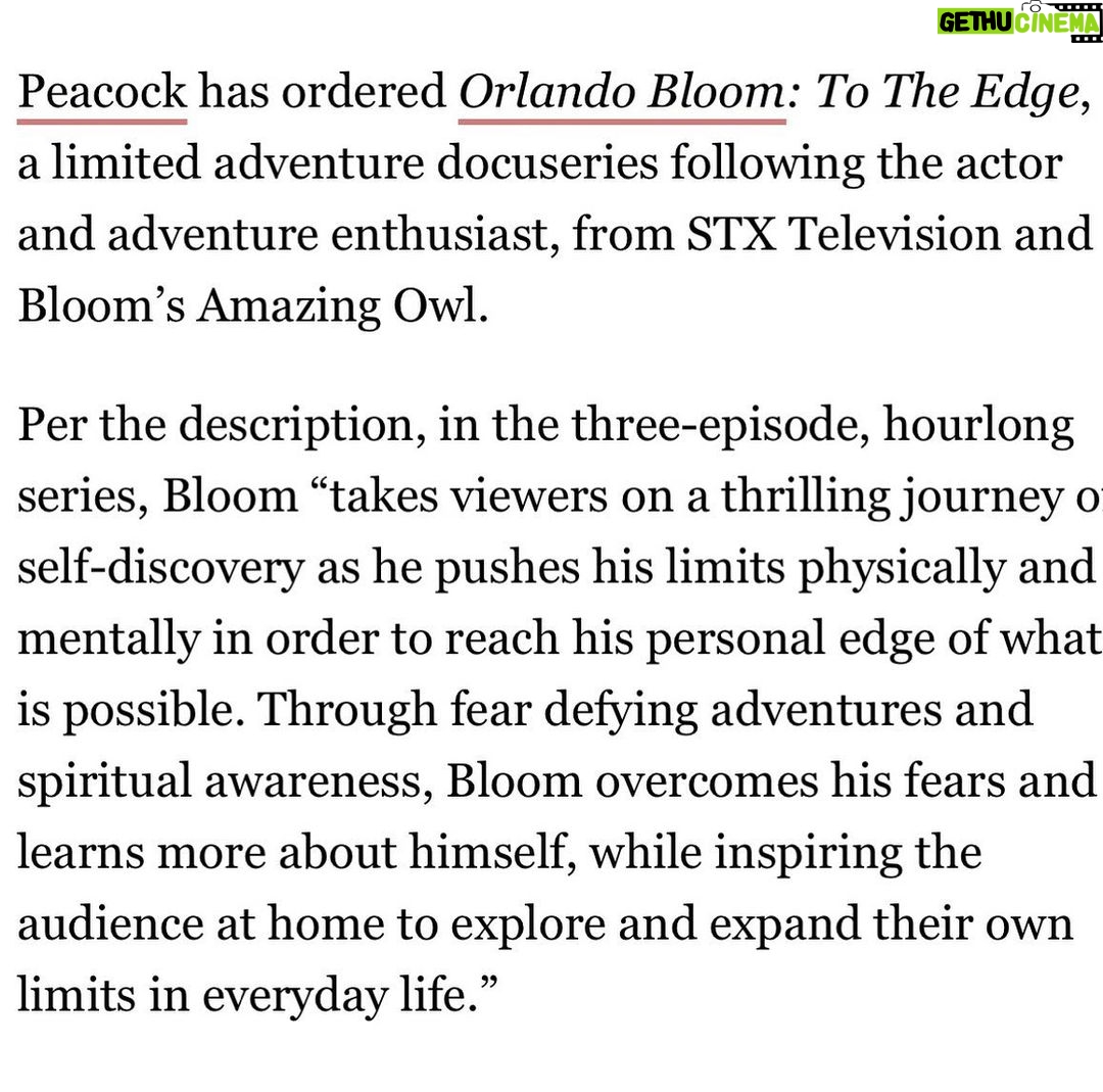 Orlando Bloom Instagram - Thank you to all the experts, athletes, and 🎬 crew who made this docuseries possible 👊 🌏#ToTheEdge @peacock