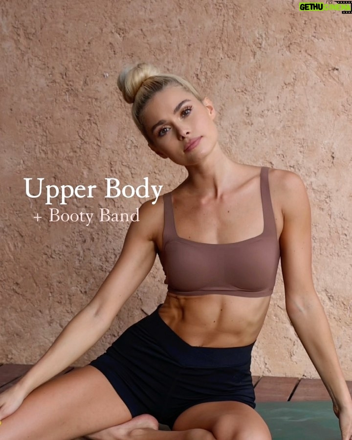 Pamela Reif Instagram - Upper Body + Booty Band 🤎🔥seems easy but is magic for your back & posture 🧷 save it for later! 📺 find the full 10min real-time Version in YT & comment if you tried it! This workout is not sweaty at all, it focusses on the strength and activation of your muscles, also great if you don’t have any heavy equipment at home. It burns like fireeee ☄️ If you are sitting a lot or have an office job, this should work great for you as well! - MAIN FOCUS: Back, Shoulders + Posture - SECONDARY MUSCLES: Core / Abs, Triceps, Biceps 1. START YOUR GYM WORKOUT with this video for muscle activation. Makes such a difference once you grab heavy weights! 2. DO IT AT HOME for minimal equipment & maximum burn. 3. You can INCREASE INTENSITY by using a stronger Booty Band or 2 at once. 4. Use it as a BURN OUT in the end of any session. 🎵 My Love by @leighannepinnock & @ayrastarr #pamelareif #workout #fitness #upperbody #muscle