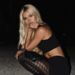 Pamela Reif Instagram – anzeige | a golden light in the dark 🪩✨ sunset light might be my favorite – but I just bought myself a flash camera 👀👀👀😂 that worked preetttttyyyy good, right? Now we got a new level of “my favorite color is black” 

Wearing the new @calzedonia autumn / winter tights from the recent party collection 🪩 

#nightlife #backtobed #haha #calzedonia #feelgoodincalzedonia Ibiza, Spain