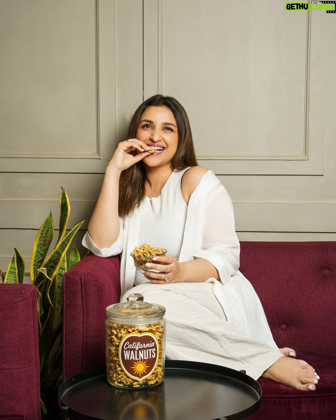 Parineeti Chopra Instagram - Discover the gold standard of exceptional taste and quality with @californiawalnutsindia ,that are PURE GOLD, sun-ripened to perfection. Grown by dedicated multi-generational family farms, these high-quality walnuts showcase a commitment to quality, innovation, sustainability, and food safety. Make them a staple in your daily life — whether as a healthy snack or for cooking. Let these golden delights elevate your well-being, just as they do mine! 💛 California walnuts are available at all grocery stores and e-commerce websites across India. When buying walnuts, look for the California Walnuts logo, or produce of the USA on the packet, so you know you’ve chosen pure gold! #CaliforniaWalnuts #PureGold #QualityMatters #GoldenGoodness