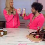 Paris Hilton Instagram - A typical day in my pink kitchen: complete with a lobster the size of a small child, @ItsBennyBlanco, and Bloody Mary’s 🦞😂Benny’s new cookbook “Open Wide” is available for preorder and my #BeAnIcon cookware is out now at @Walmart ✨ Beverly Hills, California