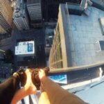 Parkourporpoise Instagram - The way it feels to almost fall over while putting on pants in the morning! 🥱👖😨 #slimfitjeans #rooftop #stunts #Adrenaline #memevideo Montreal, Quebec