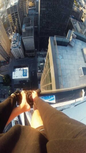 Parkourporpoise Instagram - The way it feels to almost fall over while putting on pants in the morning! 🥱👖😨

#slimfitjeans #rooftop #stunts #Adrenaline #memevideo