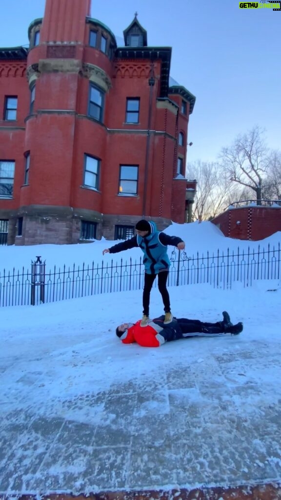 Parkourporpoise Instagram - Just casually surfing my friends down the hill, on a snow storm morning! 🤷🏂💨😂 #snowboardaddiction #sledding #comedy #extremesports Montreal, Quebec
