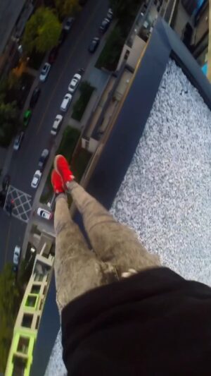 Parkourporpoise Instagram - What should we call this trick?😍🔥🤷‍♂️
(Please don’t try this) #splashchallenge #roof #stunt #adrenaline