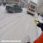 Parkourporpoise Instagram - Who said taking the city bus, was boring? 🚌🤪 (please do not try this, this is extremely dangerous!) __________________________________________ #viral #snowboarding #amazing #happy #adrenaline Montreal, Quebec