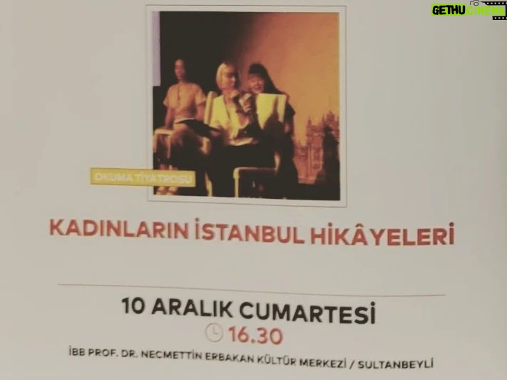 Parla Şenol Instagram - Bugün (10 Aralik) Sultanbeyli'de olacağım. Necmettin Erbakan Kültür Merkezi'nde saat 16.30 da KADINLARIN ISTANBUL HIKAYELERI adlı okuma tiyatromuz var. Öncesi ve sonrasında da güzel etkinlikler var, uygunsanız beklerim.