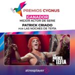 Patrick Criado Instagram - 🥳 ¡@patrick.criado ha ganado el Premio CYGNUS al Mejor actor de televisión por su papelazo en @nochestefia ! 🎊 ¡Enhorabuena, Patrick! 🎊 Y enhorabuena a todos los que hemos podido disfrutar de tu arte interpretando a La Vespa 😍💖