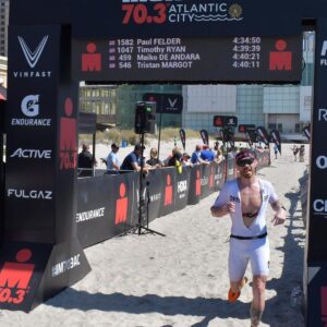 Paul Felder Instagram - Just a quick post about my last 70.3 race in Atlantic City. I did not hit my goal of sub 4:30 BUT! I learned a ton, raced my ass off and broke my PR by like 8mins. 

Swim felt longer then 1.2. I swam 35 but it felt like I was swimming a 30 min pace, everyone’s times were super slow for this race. Top 3 didn’t even break 30min. So happy with how I felt in the water. 

I pushed transitions hard. And they are long at this race. 

2:15 on the bike. Held 270watts for this race. And I’m mostly happy with that. 

As for the run… I melted honestly. I lost a gel on the bike, and stopped eating them on the run after mile 5 or so. MISTAKE. Held around 6:40pace up till about that point then slowly and surely dipped off pace and just survived. 
Took 6th in ag and 27 overall. 
Next year I will be racing 4:30 or lower. I will also be hunting that podium. Thank you to @christine.cwpc who lets me live out this dream. I couldn’t do it without you. And to my father who I know was watching over. Sorry for the novel