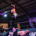 Paul Gruber Instagram - Diving elbow drop from my first encounter with @matthewmakowski. Round 3 takes place tonight at the @worldwidedojo, streaming live on the @independentwrestlingtv Facebook page! 📸: @jayleephotographyac