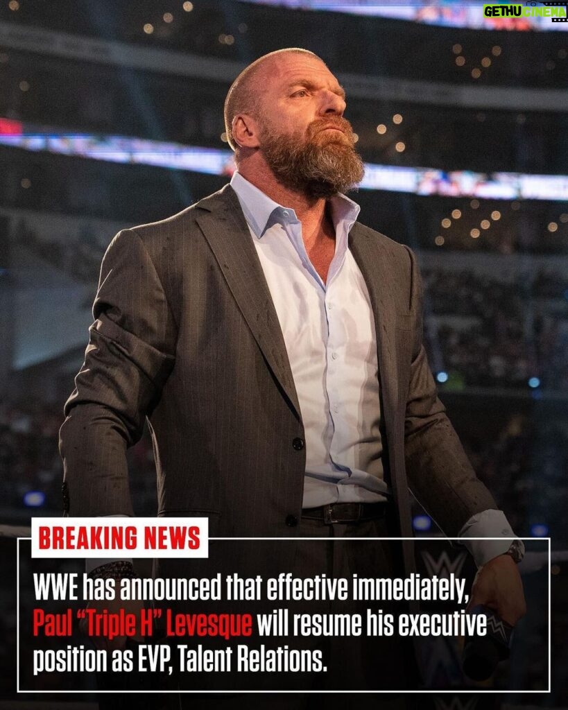Paul Michael Lévesque Instagram - WWE has announced that effective immediately, Paul “@tripleh” Levesque will resume his executive position as EVP, Talent Relations.