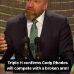 Paul Michael Lévesque Instagram - @tripleh has confirmed that @americannightmarecody has a broken arm, but is cleared to compete against #BrockLesnar tomorrow at #WWENOC!