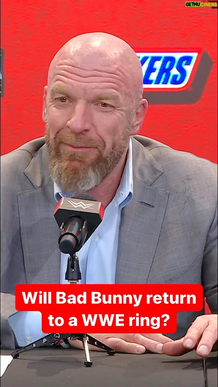 Paul Michael Lévesque Instagram - @tripleh says Bad Bunny has his number when asked if we can expect to see Bunny return to a WWE ring 👀 #WrestleMania