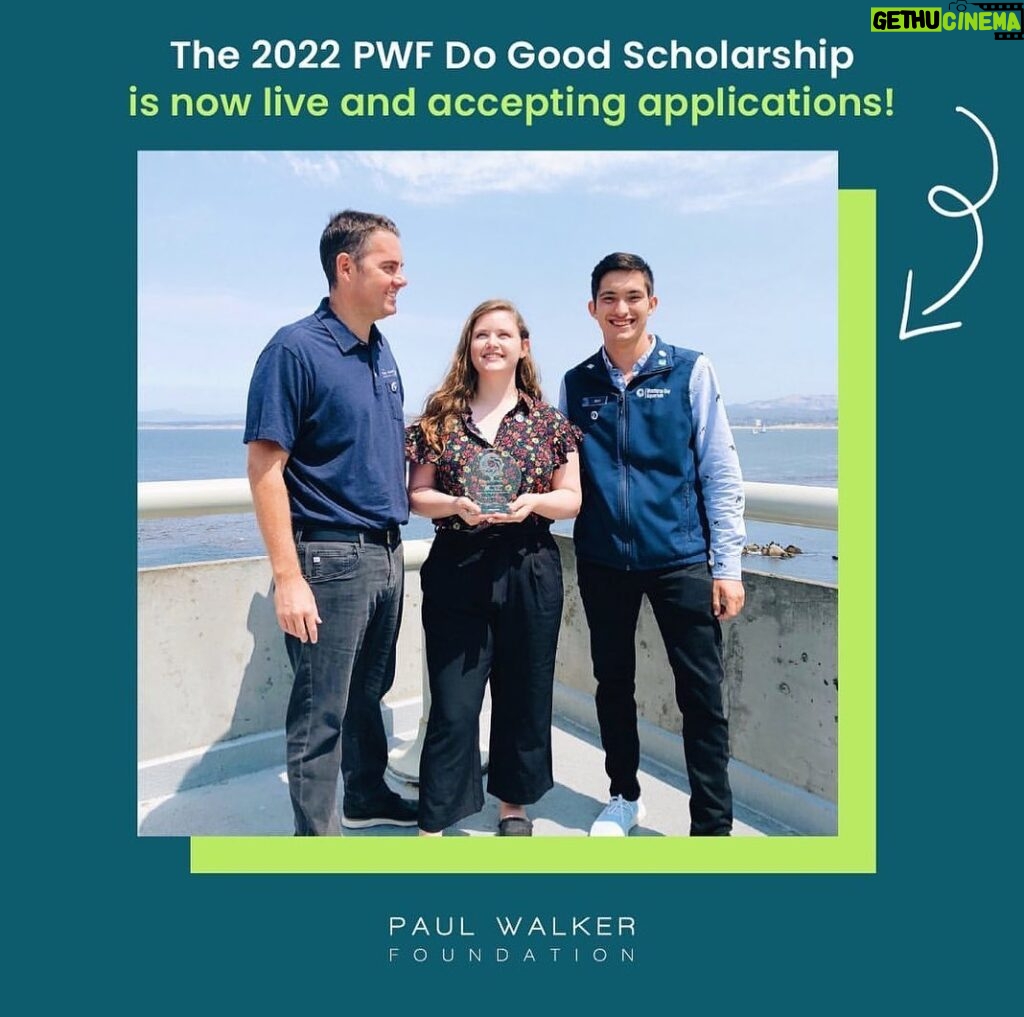 Paul Walker Instagram - “💙 SCHOLARSHIP ANNOUNCEMENT 💙 The 2022 PWF Do Good Scholarship is now live and accepting applications! ⁣ 🌎 To honor my father @paulwalker’s legacy of kindness, this scholarship will go to one student who is passionate about addressing the critical needs of their community or environment.⁣ ⁣ 🦋 Open to: Any US-based high school junior, senior or college student⁣ Deadline: August 9, 2022⁣ Info: https://paulwalkerfoundation.org/pages/scholarships⁣” - @MeadowWalker #WorldOceansDay #TeamPW