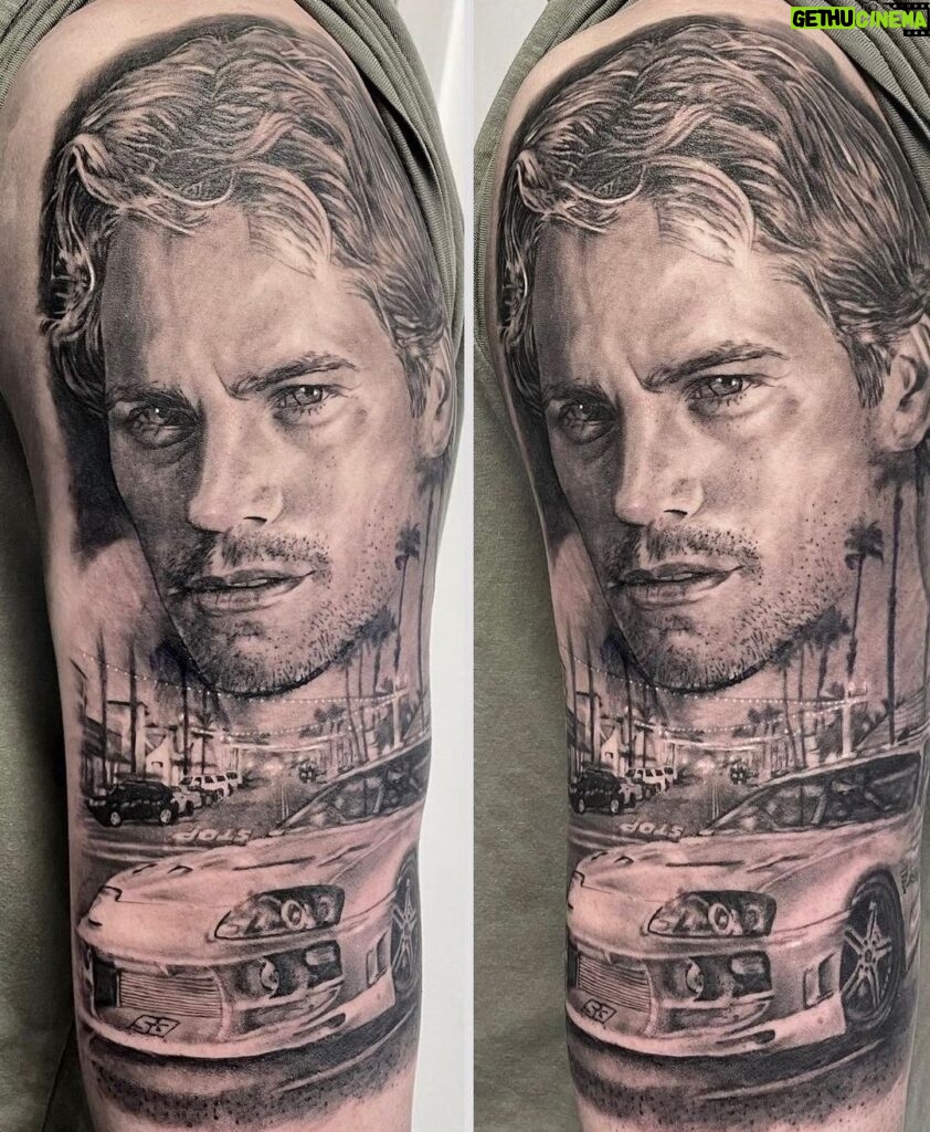 Paul Walker Instagram - Wow, what an amazing tattoo tribute! The eyes are incredible… 🖊️ by @ashleycokeart #FanArtFriday #TeamPW