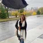 Paula Brancati Instagram - Throwback to breaking @salvatoreantonioofficial’s umbrella by simply holding it. Be wary of these moody contraptions, folks! 🌂