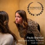 Paula Brancati Instagram - Very grateful to be nominated for a Canadian Screen Award for Best Lead Actress in a TV Movie and even sweeter to be nominated alongside our amazing Death She Wrote team! @thesharonlewis @samoragloria @emmkab Big thanks to our wonderful cast & crew, @thecdnacademy & @reeloneentertainment and congrats to all the nominees 🥳 *can confirm I still look like this when I'm not eating carbs!