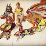 Pedro Alonso Instagram - Todo llegará. Pero por ahora seguimos con un poco de dibujo y otro de color para seguir alimentando al bicho. #berlín en proceso, 50 por 70 (tinta china y oil stick).