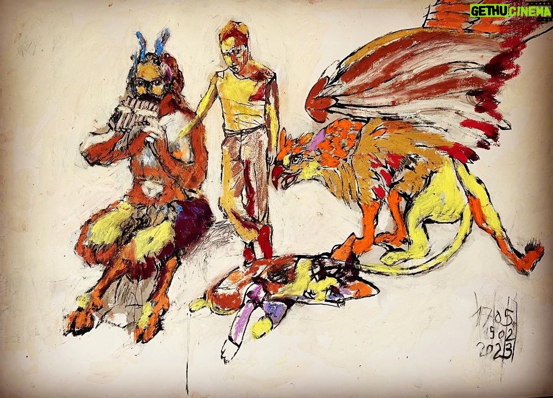 Pedro Alonso Instagram - Todo llegará. Pero por ahora seguimos con un poco de dibujo y otro de color para seguir alimentando al bicho. #berlín en proceso, 50 por 70 (tinta china y oil stick).