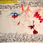 Pedro Alonso Instagram - Más studios pararisinos para el bicho #berlín #studios (tinta china y oil stick) El texto escrito en la última pinturilla, dice así: “1. Una criatura espiritual no es mucho ni poco espiritual. No es ni mucho ni poco moral. Es más bien un géiser. Y un espejo. Uno debe andarse con ojo para mirarse en él. En ella. En ello. En sí. 2. Si alguien encuentra una buena historia, que le dé uso. Que la robe en el acto. Pero a cambio ha de hacerla suya. 3. La criatura espiritual, si se hace carne, tiene unas uñas que al acariciar, pueden acabar contigo. Lo aclaro por lo de mirarte en su espejo. Si no estás preparado para semejantes dones, en una mala tarde puedes desgarrar a quien pretendiste amar. 4. Pero ese peligro, ese sendero, en su camino de ida y vuelta, es un lugar de citas para criaturas de esas que merecen una buena historia. La vida tiene esa clase de lugares sin respuesta que no piden otra cosa que atreverse a ser. Y asumir las consecuencias. Espacio para seres entre los dos mundos que decidieron elegir esa suerte”.