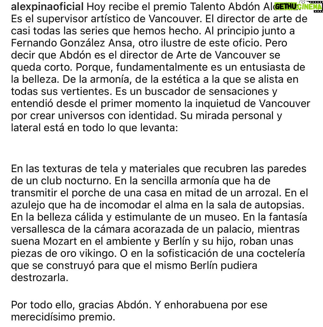 Pedro Alonso Instagram - Hoy le he entregado el premio talento de la Academia de televisión a mi querido @abdon_alcaniz (y en cierto modo a su grandísimo equipo) y estoy seguro de que quienes le disfrutamos no podemos estar más orgullosos. (Primera foto @santiburgosphoto) ❤️👏👏👏