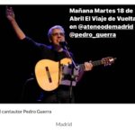 Pedro Guerra Instagram - Mañana martes 18 de Abril El Viaje de Vuelta en El Ateneo de Madrid a las 20 horas Entradas en pedroguerra.com #bicentenarioateneodemadrid @ateneodemadrid #elviajedevuelta @pedro_guerra con #luisfernandezquenotieneinsta al piano