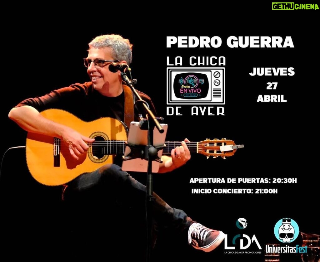 Pedro Guerra Instagram - El próximo Jueves 27 de Abril contaremos con la presencia de Pedro Guerra en nuestro escenario. Consigue tus entradas en entradium