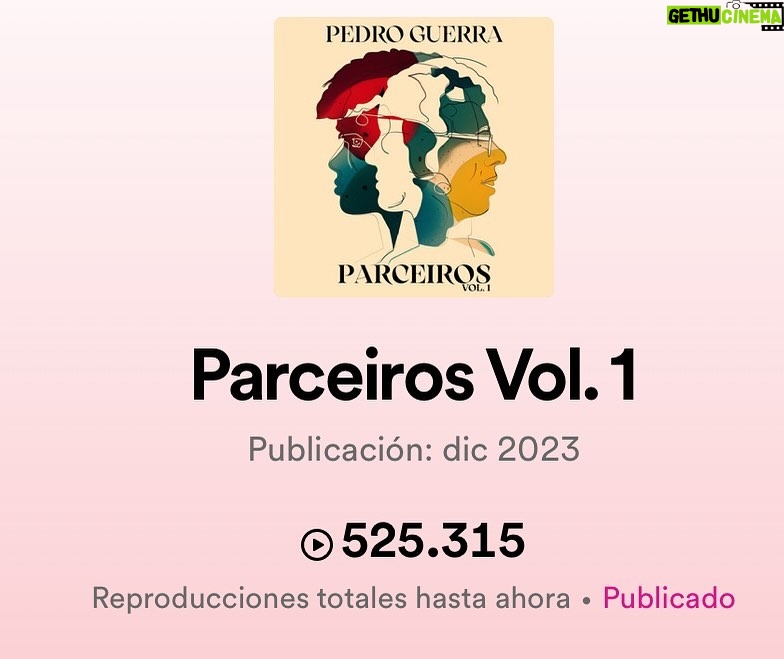 Pedro Guerra Instagram - Ya hemos superado el medio millón de escuchas en @spotify desde que empezamos con los Adelantos hasta hoy con el primer Volumen de PARCEIROS ya disponible. Muchas gracias a todxs por hacerlo posible. Seguimos