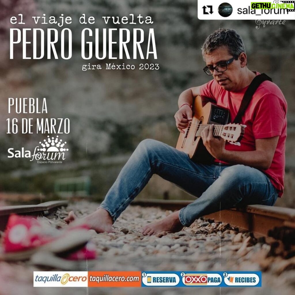 Pedro Guerra Instagram - #Repost @sala_forum with @use.repost ・・・ ¡Pedro Guerra en Puebla! ❤️👉🏼 Llega a Sala Forum uno de los cantaurores más importantes de habla hispana este 16 de Marzo. ¡No te lo pierdas! 🎟️ taquillacero.com