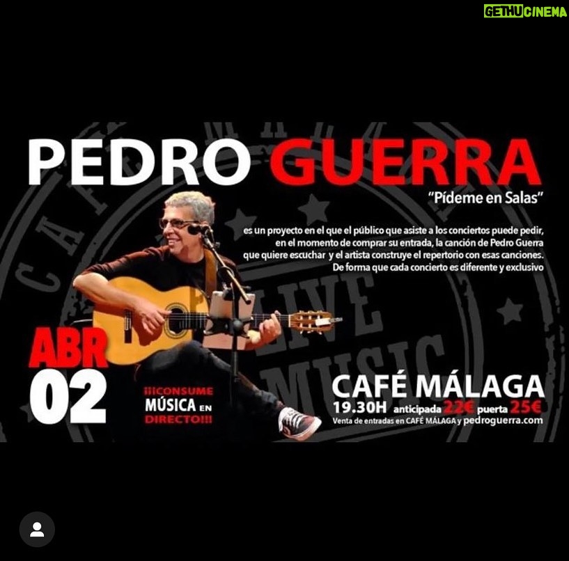 Pedro Guerra Instagram - Pídeme en Salas 2023 2 y 3 de Abril en Córdoba Entradas en www.pedroguerra.com (link en bio) y en el Café Málaga @cafemalagalm @cabrerizomaria